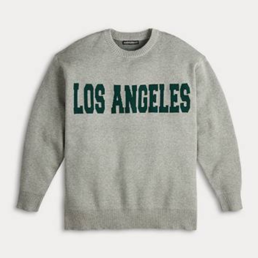 Harper & Ivy Grey Crewneck Sweater with Forest Green 'LOS ANGELES'